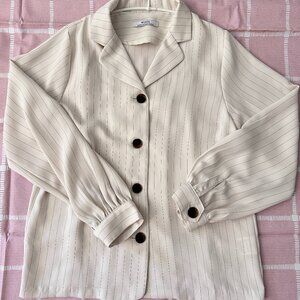 Stripe Jacket Blouse-Ivory
